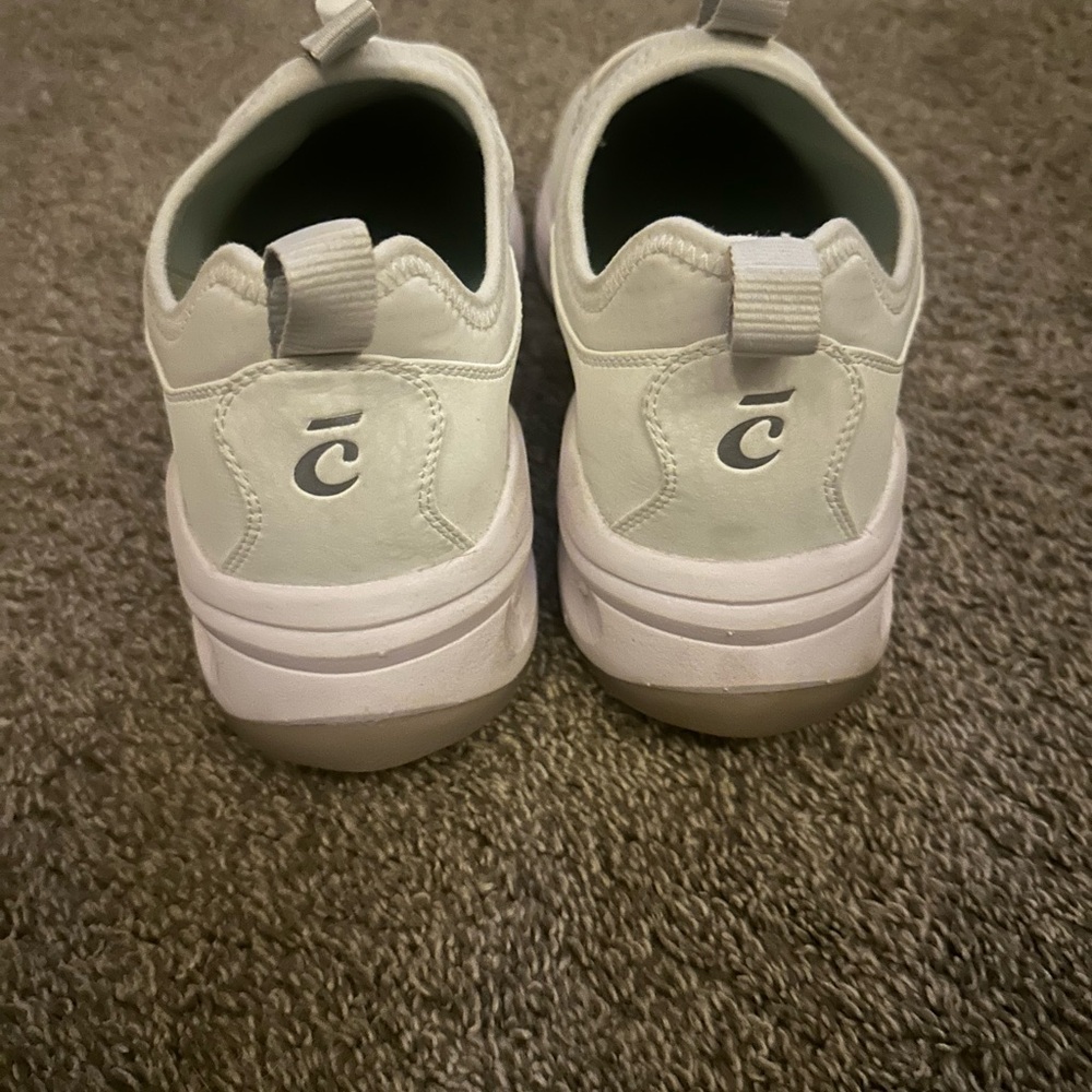 white leather finish nursing shoes